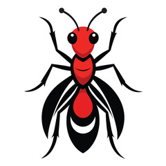 Red and black color ant logo icon vector illustration