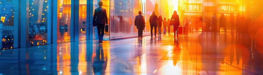 Flexible work arrangements with modern settings, adaptive and innovative, Urban, Cool tones, Photograph, Worklife balance