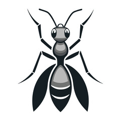 Ant logo style. The illustration of an ant. An image of an insect in a cartoon style. 