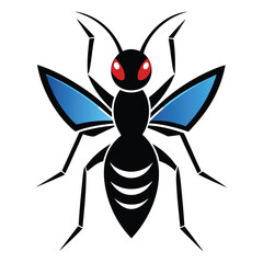 black and blue color ant logo icon vector illustration