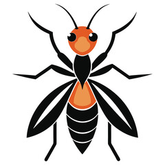 black and orange color ant logo icon vector illustration