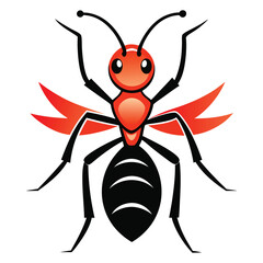 black and light red color ant logo icon vector illustration