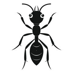 Black ant cartoon vector illustration on white background.
