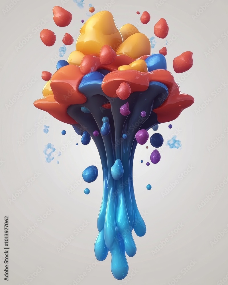 Poster a dynamic burst of vivid colors flows together in a stunning fusion of shapes and textures