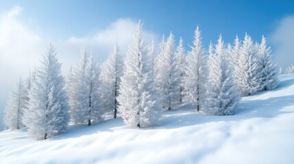 Snow covered trees creating a winter wonderland landscape