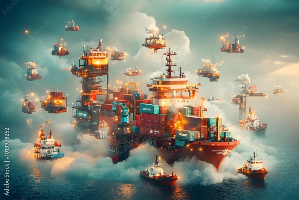 Poster cutting edge maritime freight carriers harnessing advanced data analytics and robotics to power stre