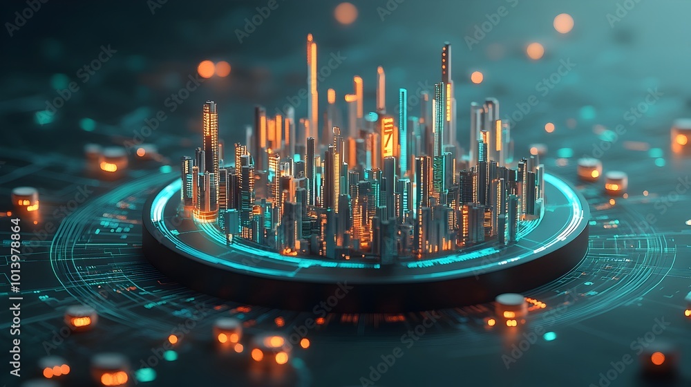 Poster detailed macro view of a blue market trading chart visualizing financial data with candlestick patte