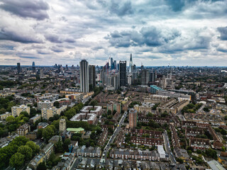 Fototapeta premium Aerial view heading towards The Stand London UK