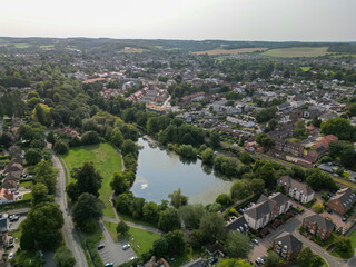 Kings Lake in Alton Aerial view shot UK