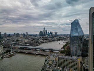 Fototapeta premium Blackfriars Bridge Aerial view drone shot London UK