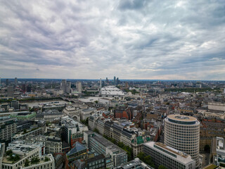 The Strand underpass Holborn London aerial view Drone shot