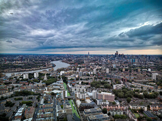 Limehouse Cut aerial view drone shot UK 