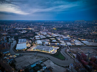 River Lea Bow Creek Industrial estate aerial view drone shot 
