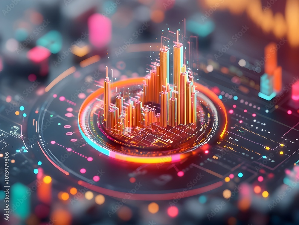 Poster striking digital rendering of an intricate financial data visualization showcasing candlestick chart