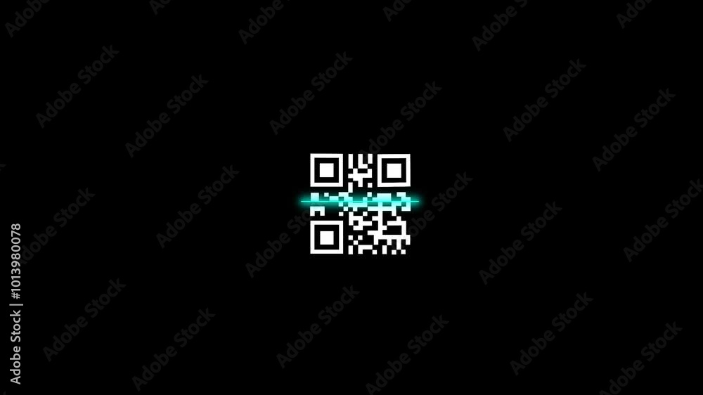 Poster qr code, scan. motion graphic design. alpha channel ,the qr codes encoded examples of the multiplica