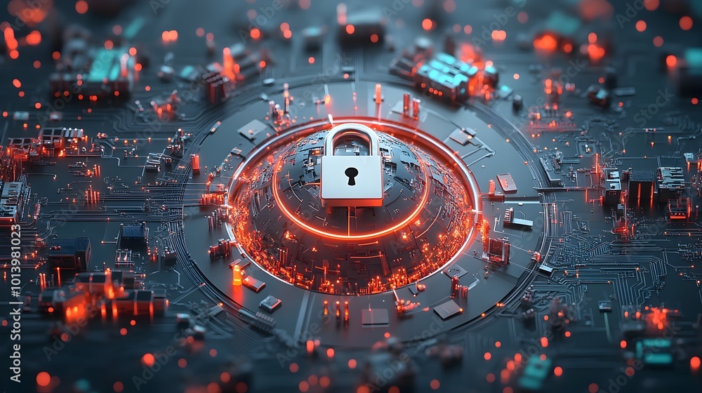 Aufkleber fortifying secure global digital networks with cinematic moody futuristic a high tech