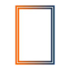 Obraz premium Neon orange blue frame png. Glowing frame on transparent background.