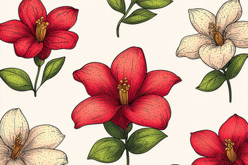 Repeating flower pattern for fabric and wallpaper