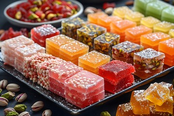 Colorful Assorted Turkish Delight Candies for Holiday Celebration and Gifting