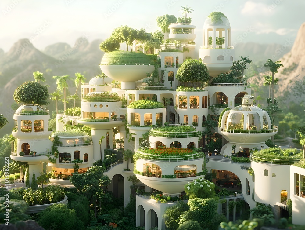 Aufkleber visionary depiction of a futuristic green metropolis powered by a diverse array of renewable energy 