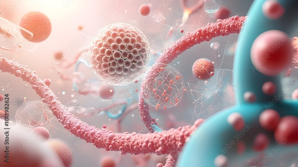 Poster a futuristic digital rendering of the insulin molecule envisioning innovative technologies and solut