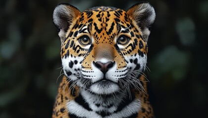 Fototapeta premium Young Jaguar Portrait: Highly Detailed and Ultra-Realistic