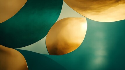 Abstract background with overlapping gold and teal circles.