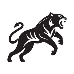 Obraz premium Fierce Tiger Vector Illustration - Black and White Roaring Tiger Design for Logos, Tattoos, and Art