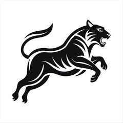 Obraz premium Fierce Tiger Vector Illustration - Black and White Roaring Tiger Design for Logos, Tattoos, and Art