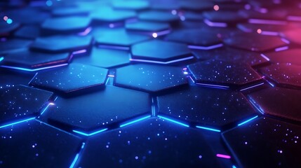 Fototapeta premium Blue hexagonal pattern glowing in a futuristic technology-inspired digital background