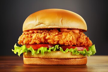 Sandwich made out of broken up fish and lettuce with tomatoes