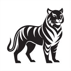 Fototapeta premium Fierce Tiger Vector Illustration - Black and White Roaring Tiger Design for Logos, Tattoos, and Art