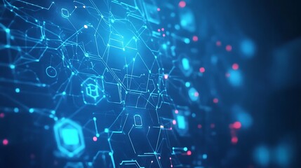 Fototapeta premium Cutting-edge cybersecurity network with glowing icons and intricate digital connections