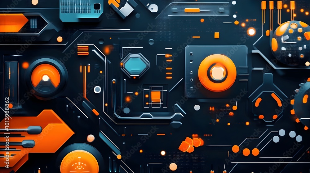 Aufkleber graphene based electronic circuits futuristic nanotechnology flat design depicting advanced molecula