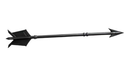 Black arrow isolated on transparent background. Weapon concept for design and print.