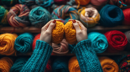 Vibrant Yarn Balls in Artisan Cozy Knitting Space for Creative Projects