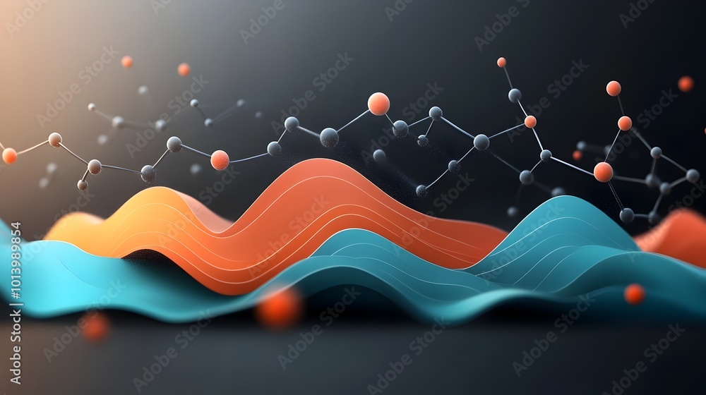 Poster futuristic 3d visualization of graphene atomic layers in motion sliding over each other flat design 