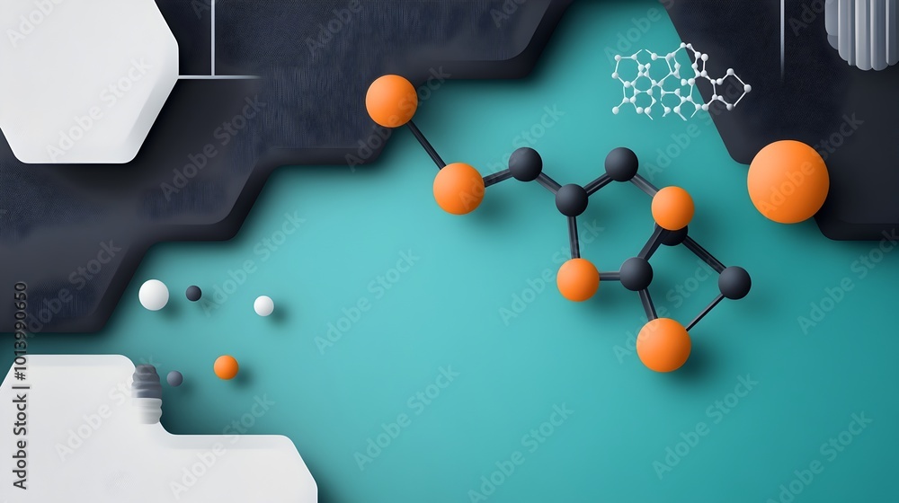 Poster graphene molecular structure flat design depicting the advanced material concept with a clean minima