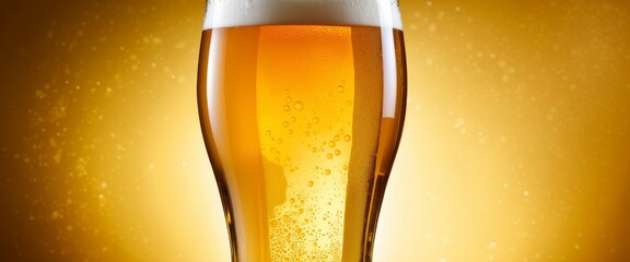 Beer with foam texture close-up