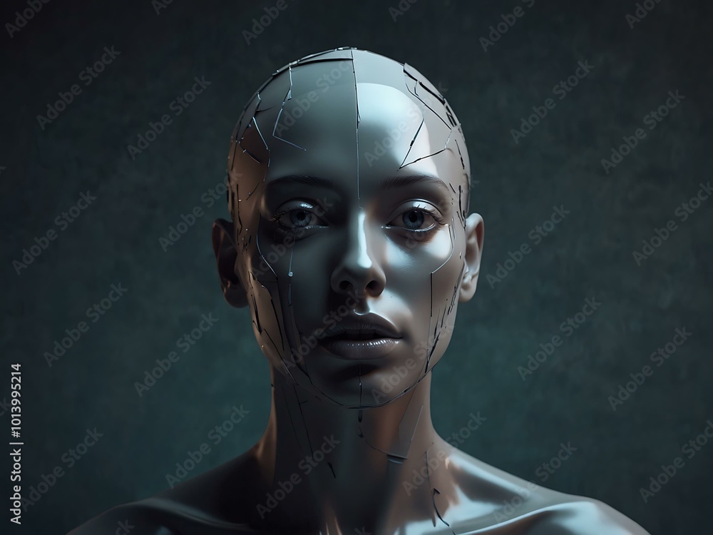 Poster 3d rendering of an abstract surreal portrait.