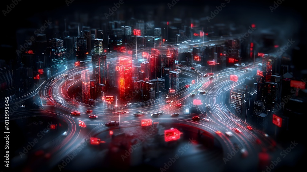Poster interpretation of the fluid movement and connectivity of a smart transportation system advanced urba