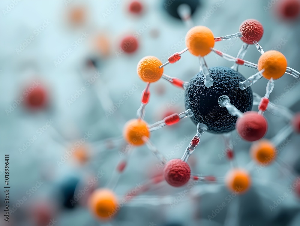 Poster macro photograph showcasing the detailed texture and complex geometric structure of a physical model