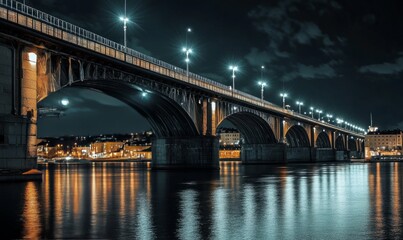 Bridge in Stockholm at night in Sweden