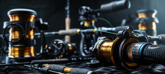 Premium Feeder Fishing Gear Display: Rods, Reels, and Accessories for Anglers