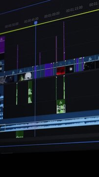 Closed plan timeline video editing and post-production software for social media, film, video clips. Concept: Editing, post-production, vfx, video editing.