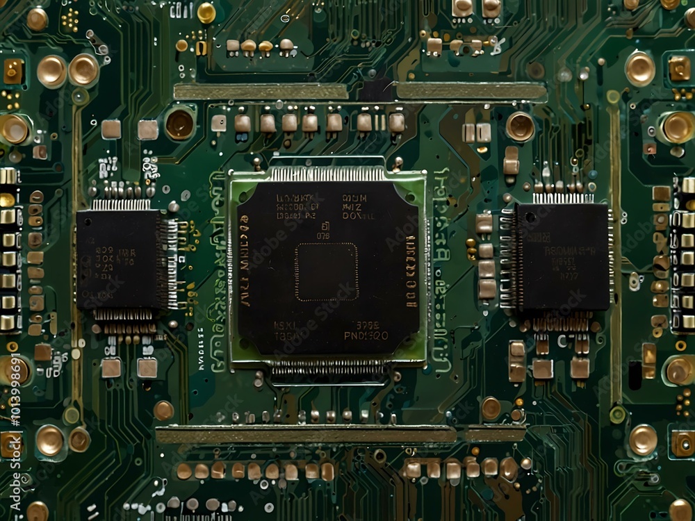 Poster a close-up of a computer circuit board.
