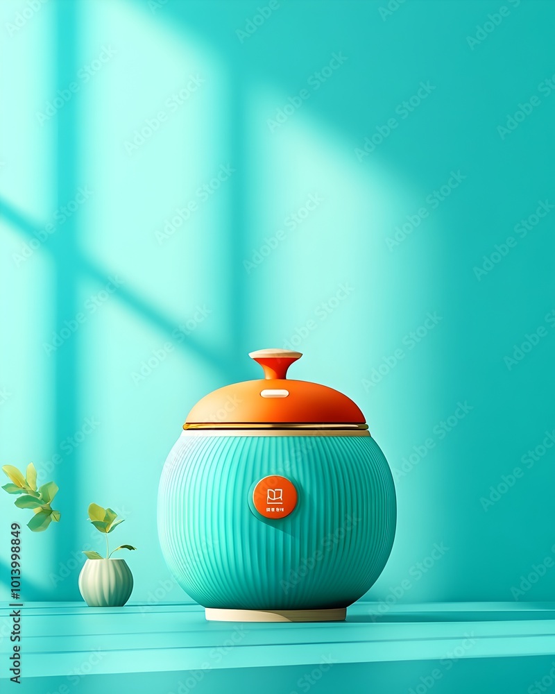 Aufkleber sleek and sophisticated 3d studio interior showcases a vibrant blue backdrop plain floor and walls a