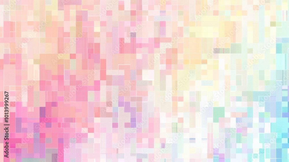 Poster modern digital art design with soft pastel pixelated background for tech content