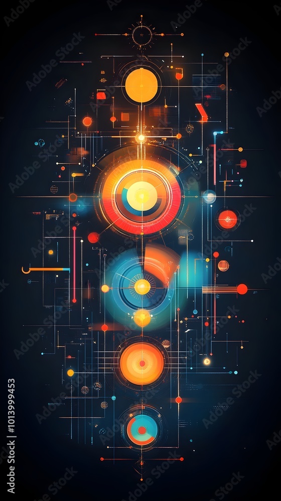 Poster mesmerizing computational kaleidoscope of intricate overlapping geometric structures and captivating