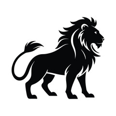 Minimalistic black and white Lion Silhouette Pose - Bold Vector Design with Clean, Smooth Lines